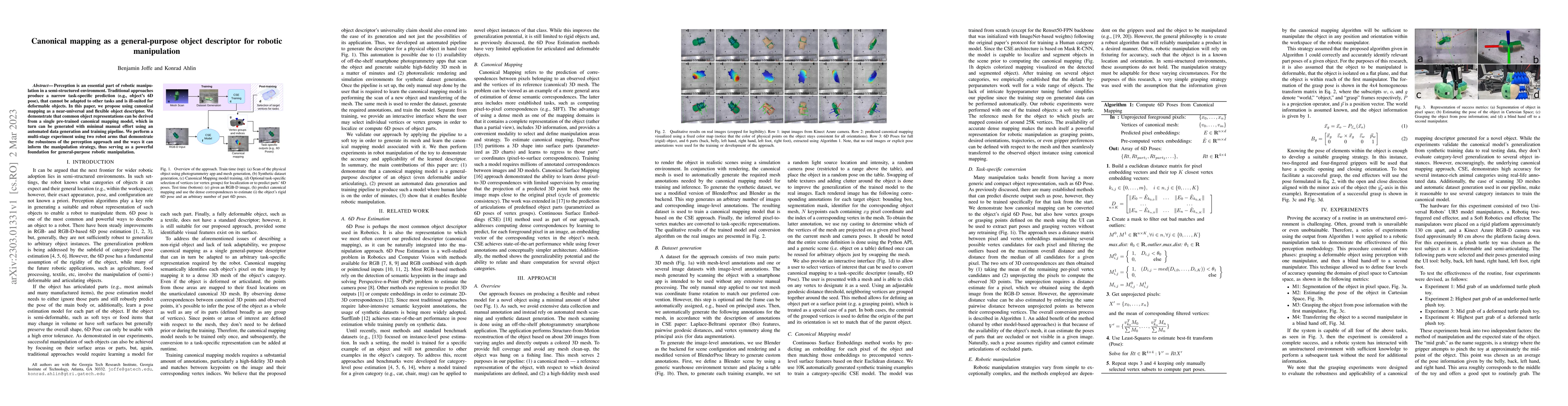 Thumbnail for Canonical mapping as a general-purpose object descriptor for robotic
  manipulation
