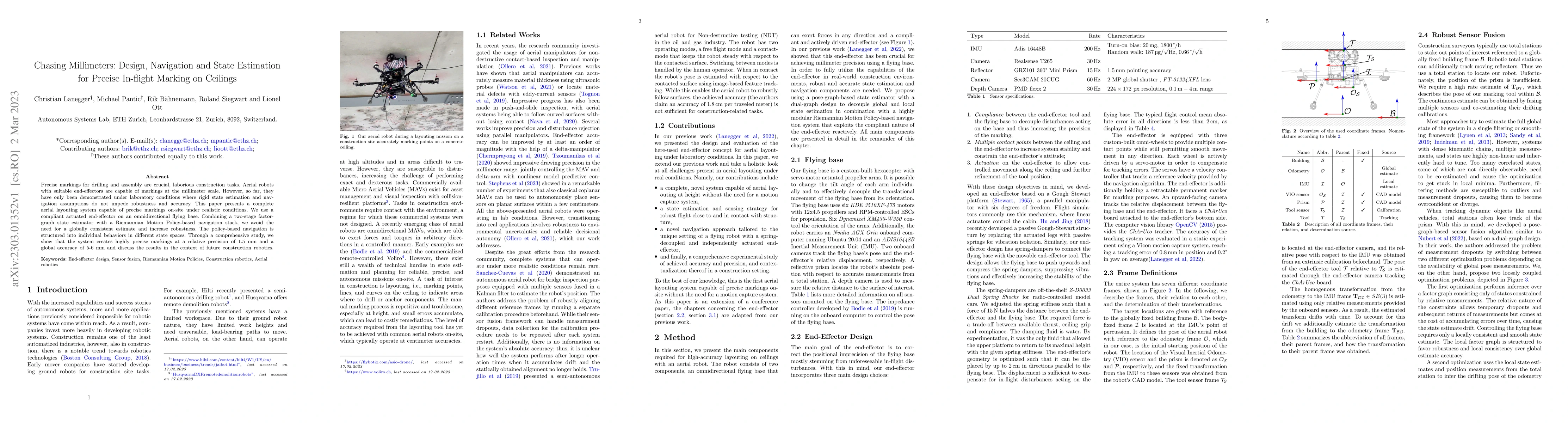 Thumbnail for Chasing Millimeters: Design, Navigation and State Estimation for Precise
  In-flight Marking on Ceilings