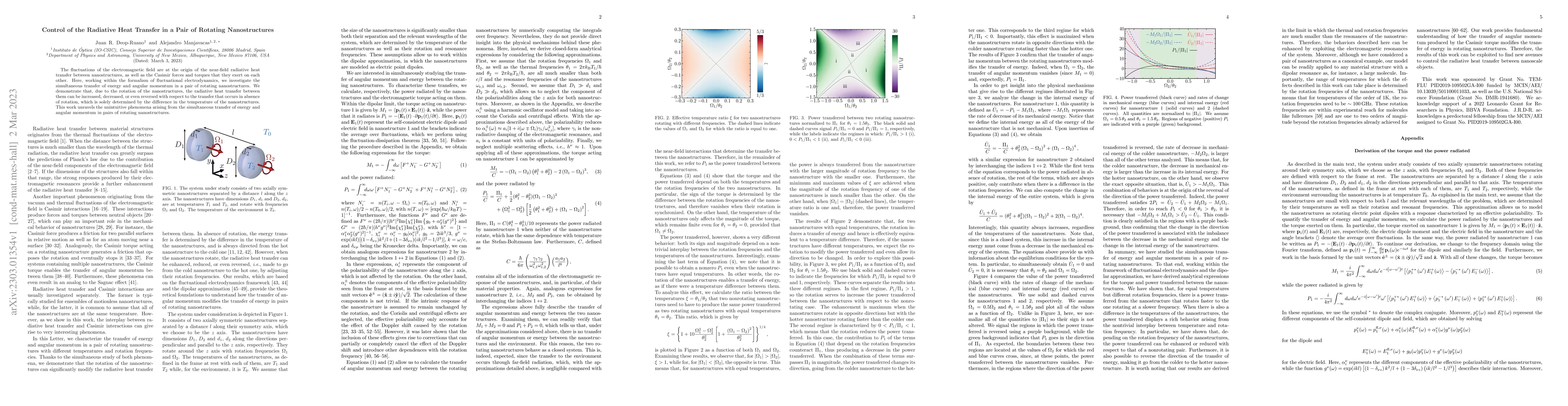 Thumbnail for Control of the Radiative Heat Transfer in a Pair of Rotating
  Nanostructures