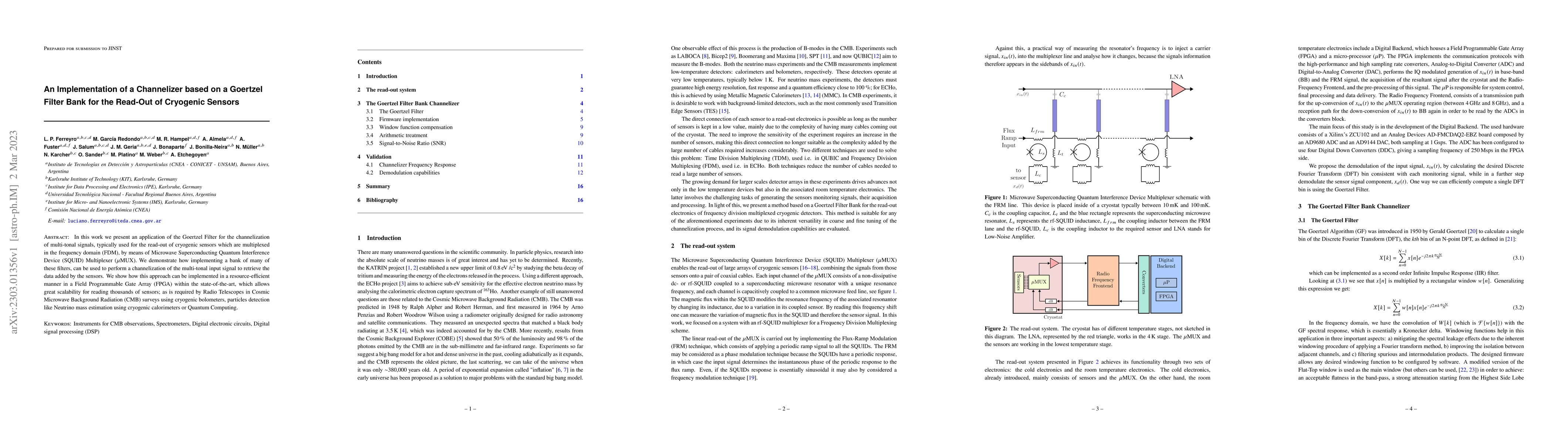 Thumbnail for An Implementation of a Channelizer based on a Goertzel Filter Bank for
  the Read-Out of Cryogenic Sensors