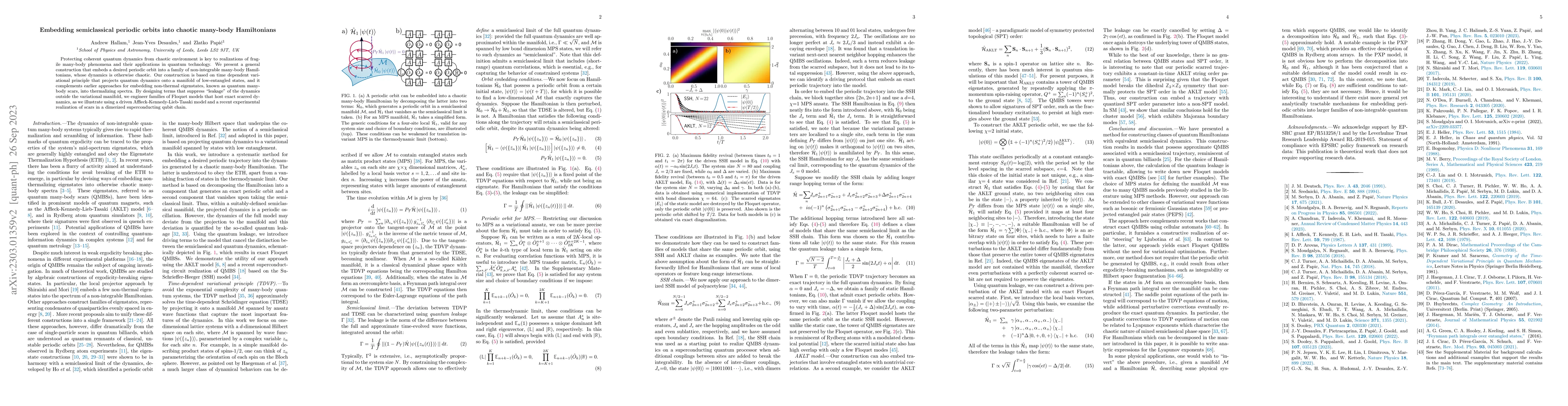 Thumbnail for Embedding semiclassical periodic orbits into chaotic many-body
  Hamiltonians