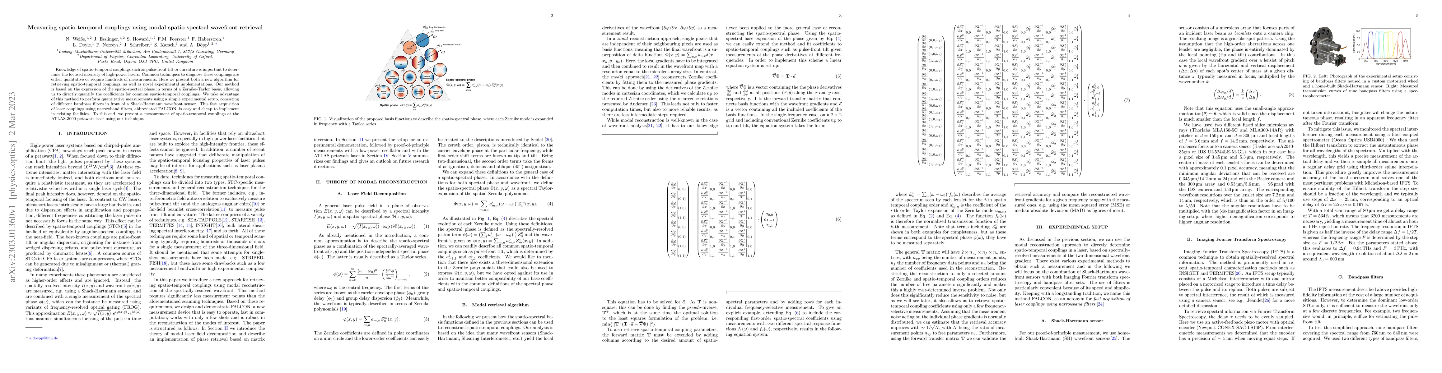 Thumbnail for Measuring spatio-temporal couplings using modal spatio-spectral
  wavefront retrieval