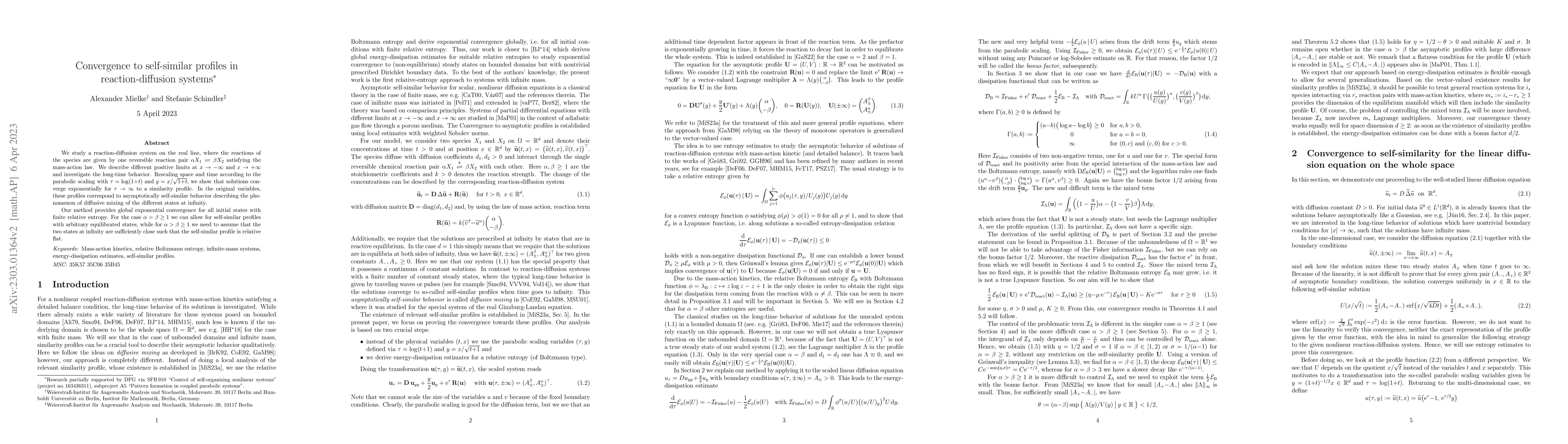 Thumbnail for Convergence to self-similar profiles in reaction-diffusion systems