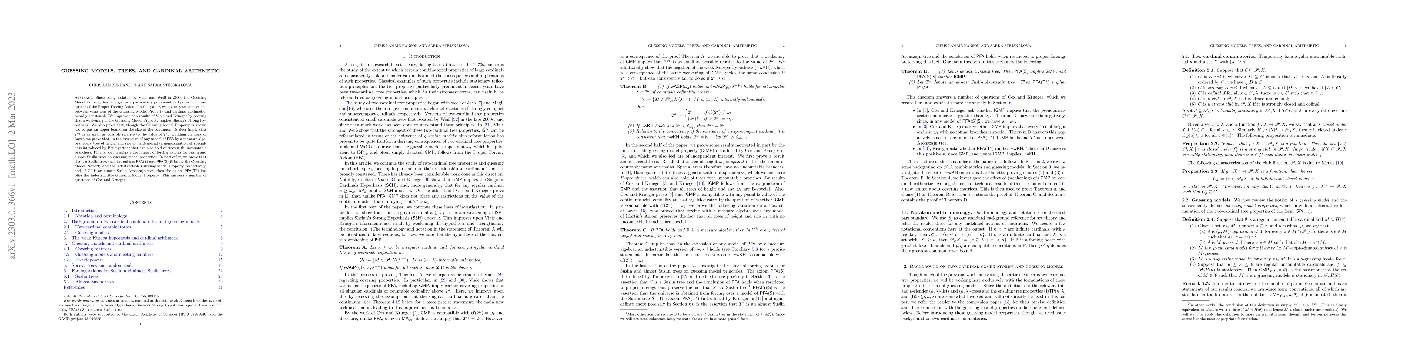 Thumbnail for Guessing models, trees, and cardinal arithmetic