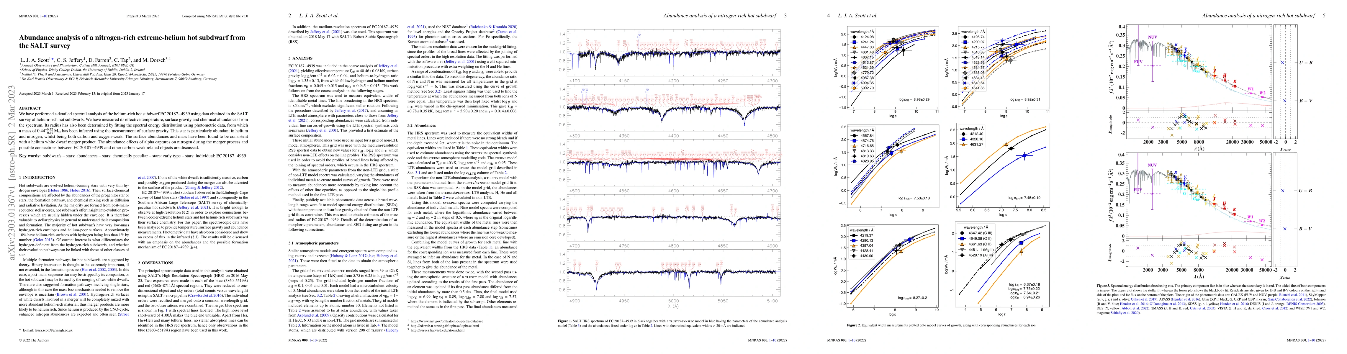 Thumbnail for Abundance analysis of a nitrogen-rich extreme-helium hot subdwarf from
  the SALT survey