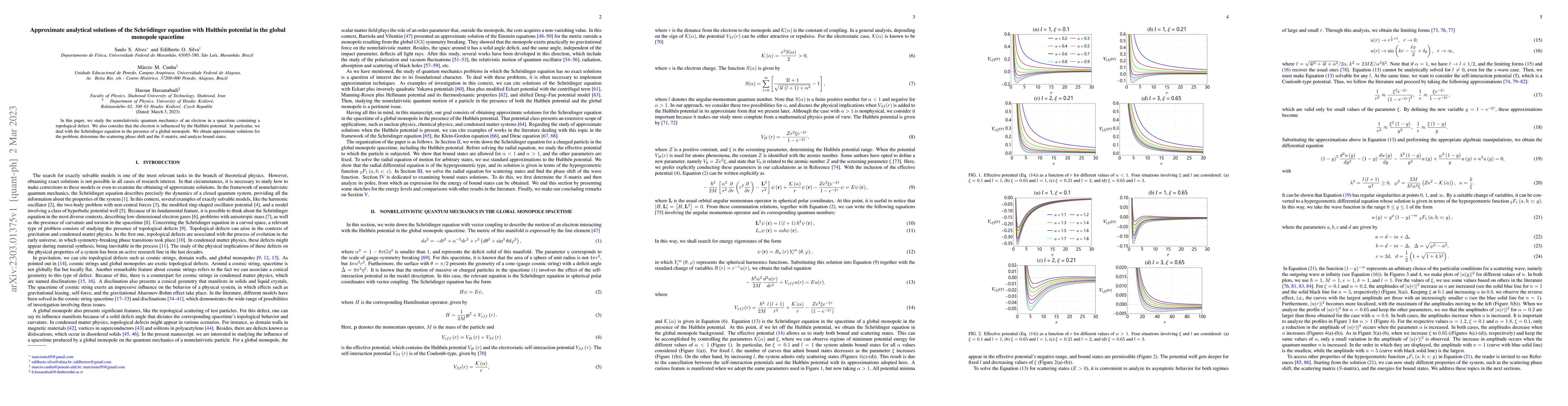Thumbnail for Approximate analytical solutions of the Schr\"{o}dinger equation with
  Hulth\'{e}n potential in the global monopole spacetime