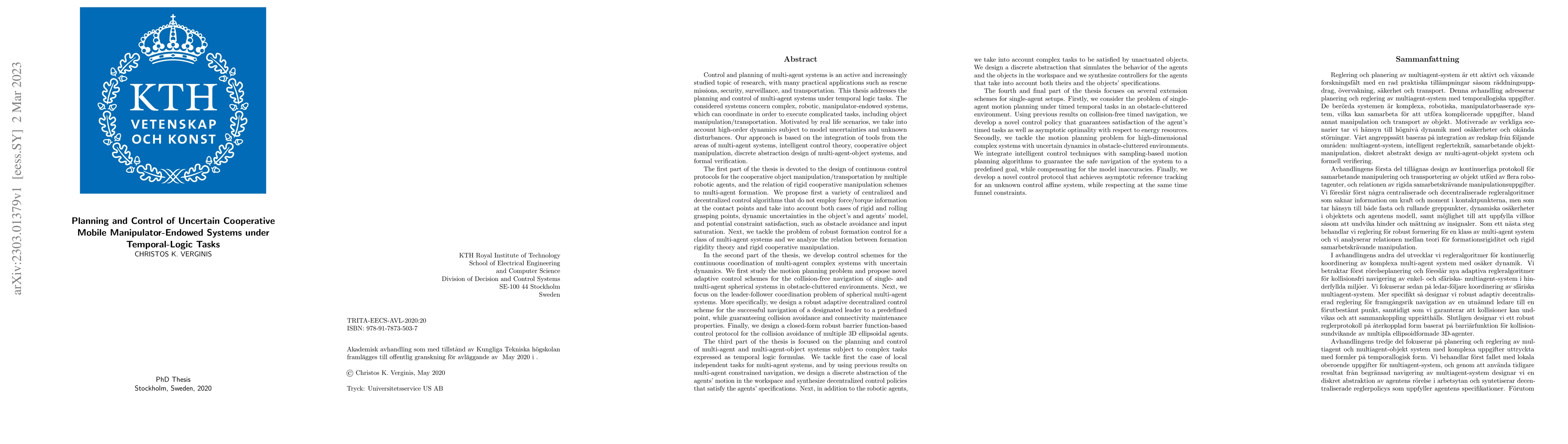 Thumbnail for Planning and Control of Uncertain Cooperative Mobile Manipulator-Endowed
  Systems under Temporal-Logic Tasks