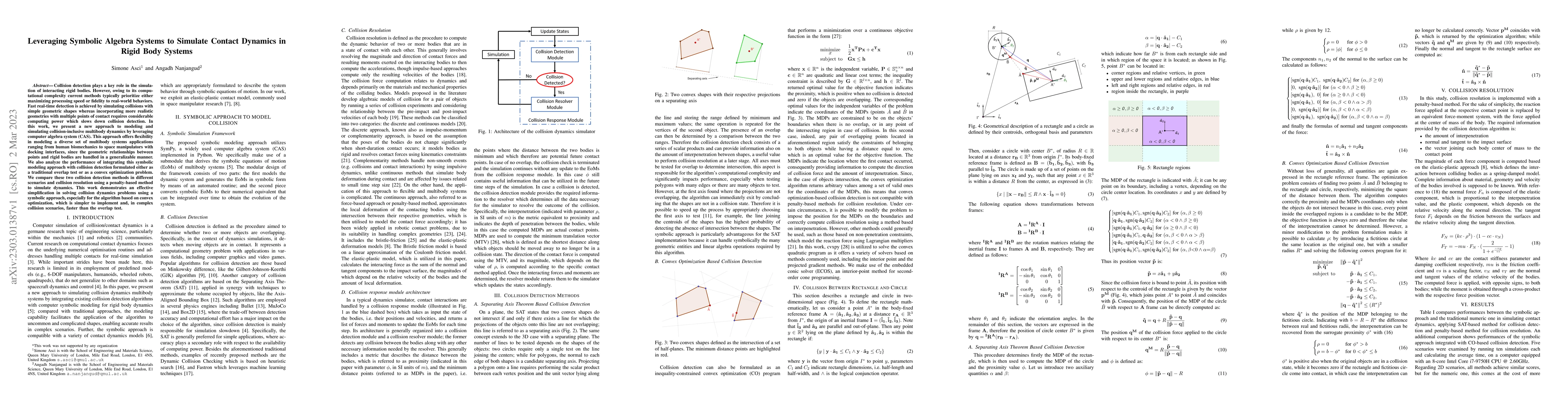 Thumbnail for Leveraging Symbolic Algebra Systems to Simulate Contact Dynamics in
  Rigid Body Systems