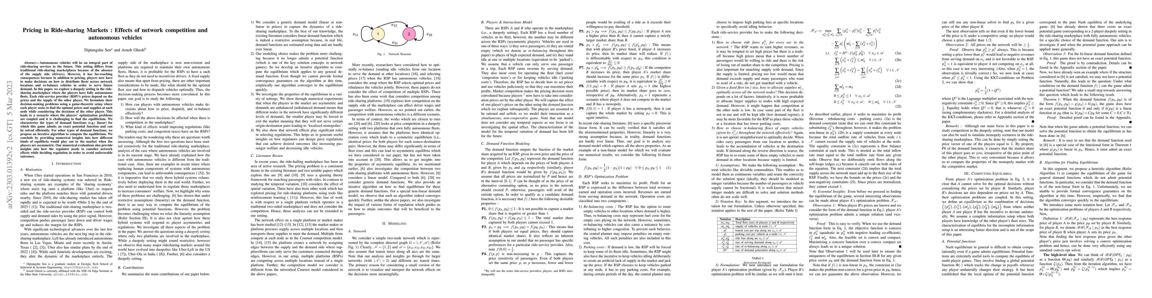 Thumbnail for Pricing in Ride-sharing Markets : Effects of network competition and
  autonomous vehicles