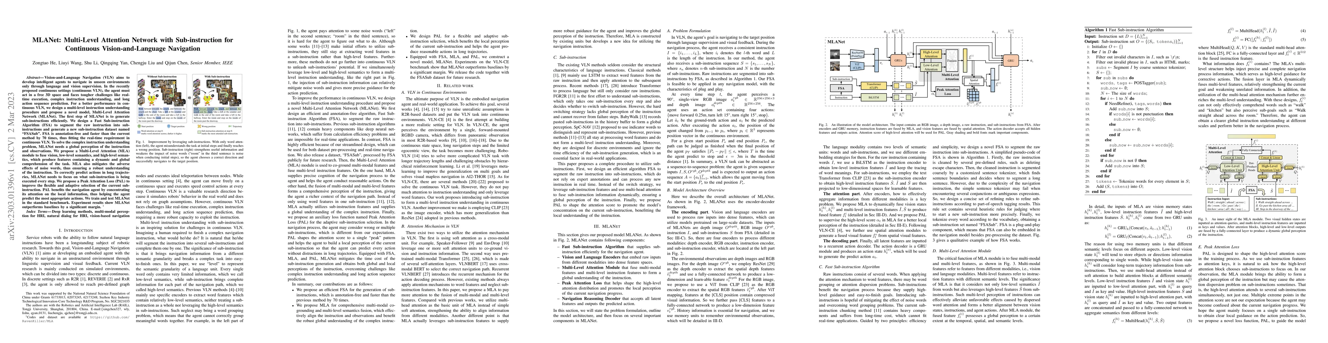 Thumbnail for MLANet: Multi-Level Attention Network with Sub-instruction for
  Continuous Vision-and-Language Navigation