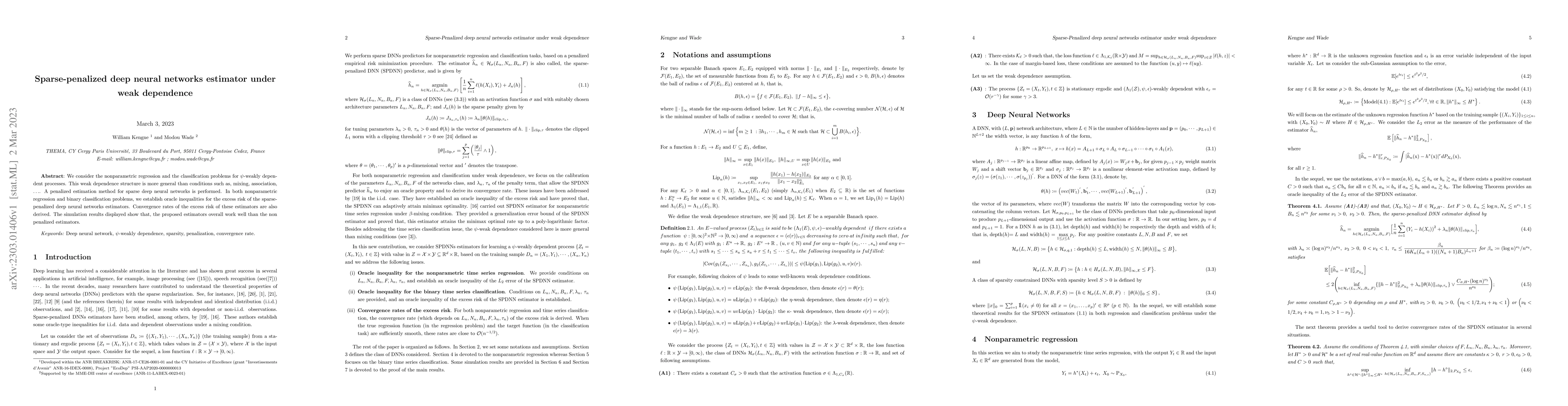 Thumbnail for Sparse-penalized deep neural networks estimator under weak dependence
