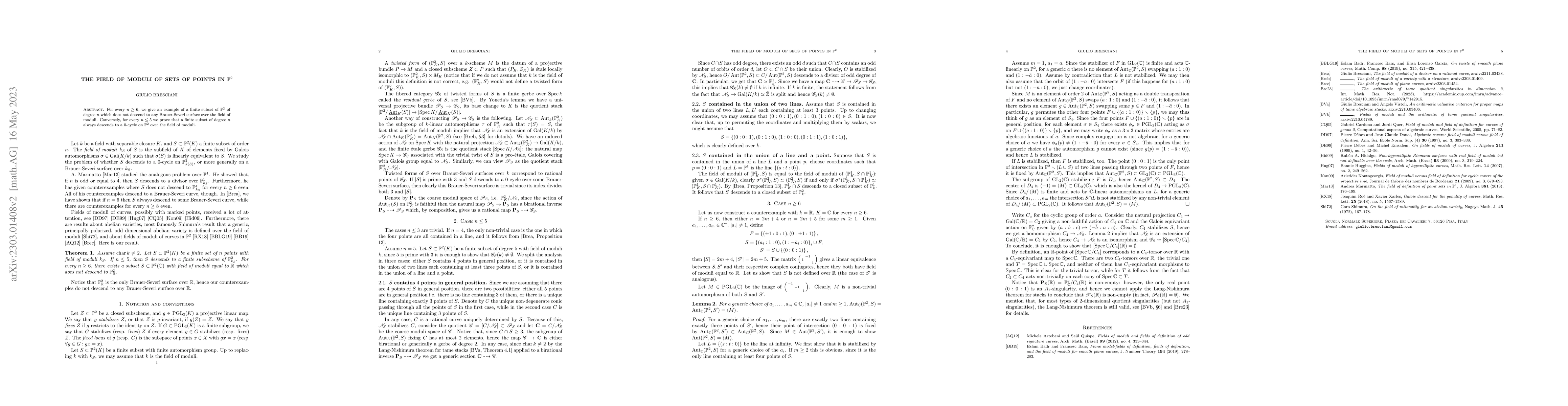 Thumbnail for The field of moduli of sets of points in $\mathbb{P}^{2}$