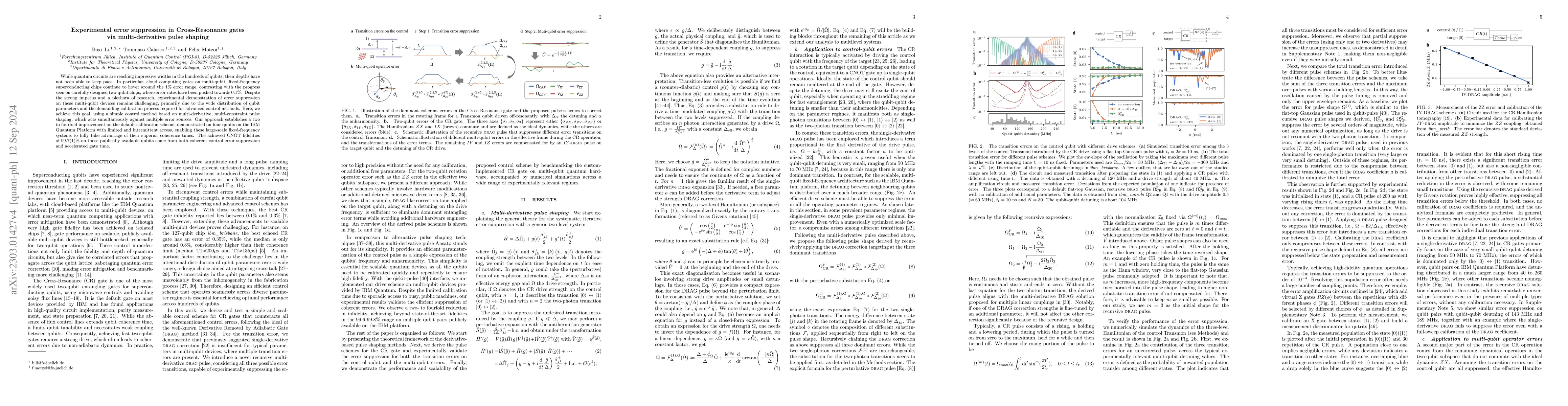 Thumbnail for Experimental error suppression in Cross-Resonance gates via
  multi-derivative pulse shaping
