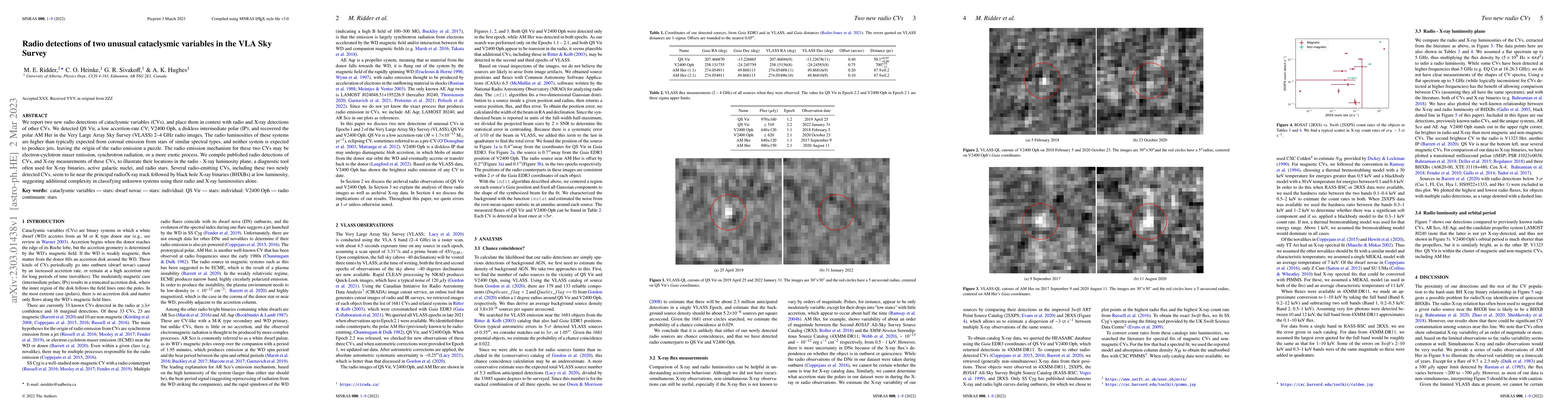 Thumbnail for Radio detections of two unusual cataclysmic variables in the VLA Sky
  Survey