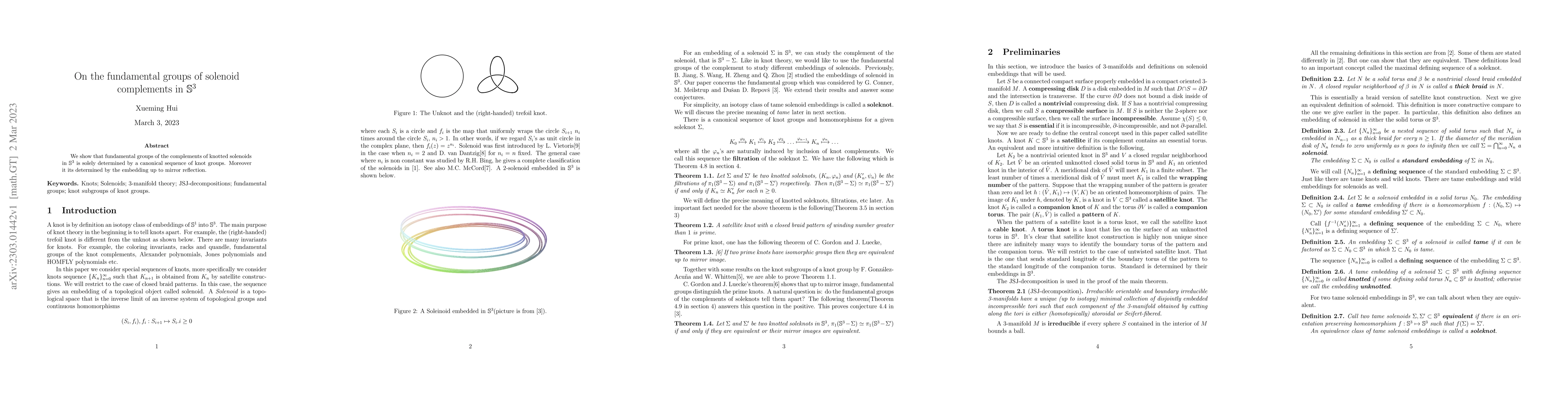 Thumbnail for On the fundamental groups of solenoid complements in $\mathbb{S}^3$