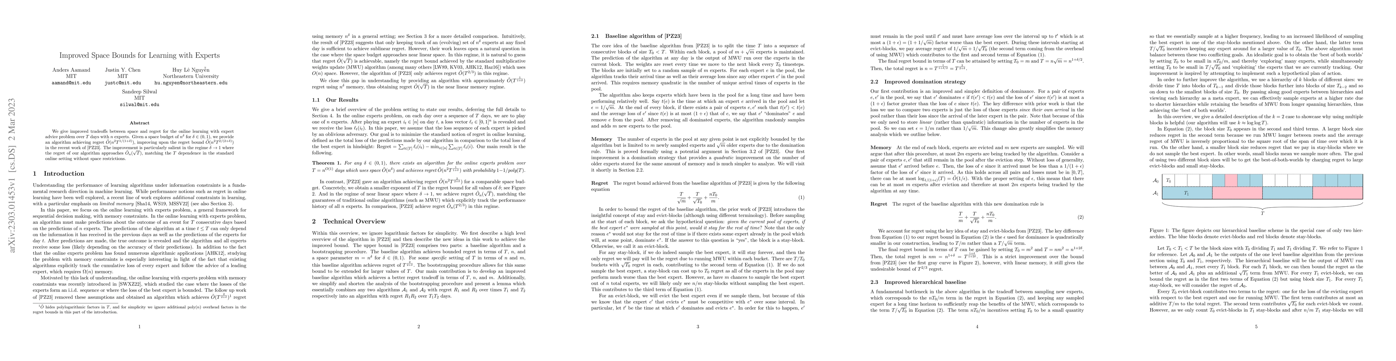 Thumbnail for Improved Space Bounds for Learning with Experts