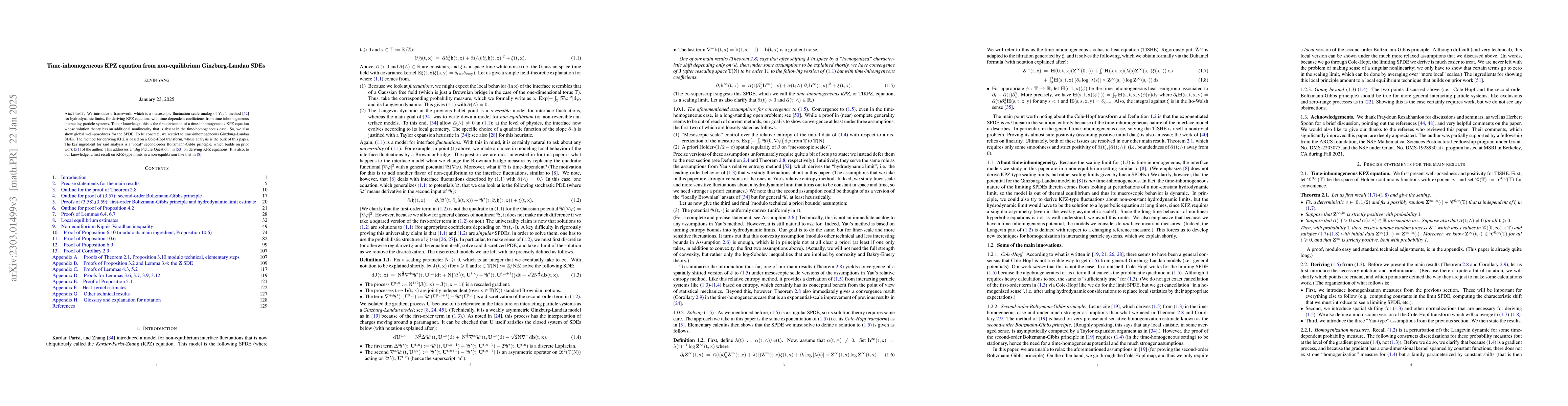 Thumbnail for Time-inhomogeneous KPZ equation from non-equilibrium Ginzburg-Landau
  SDEs