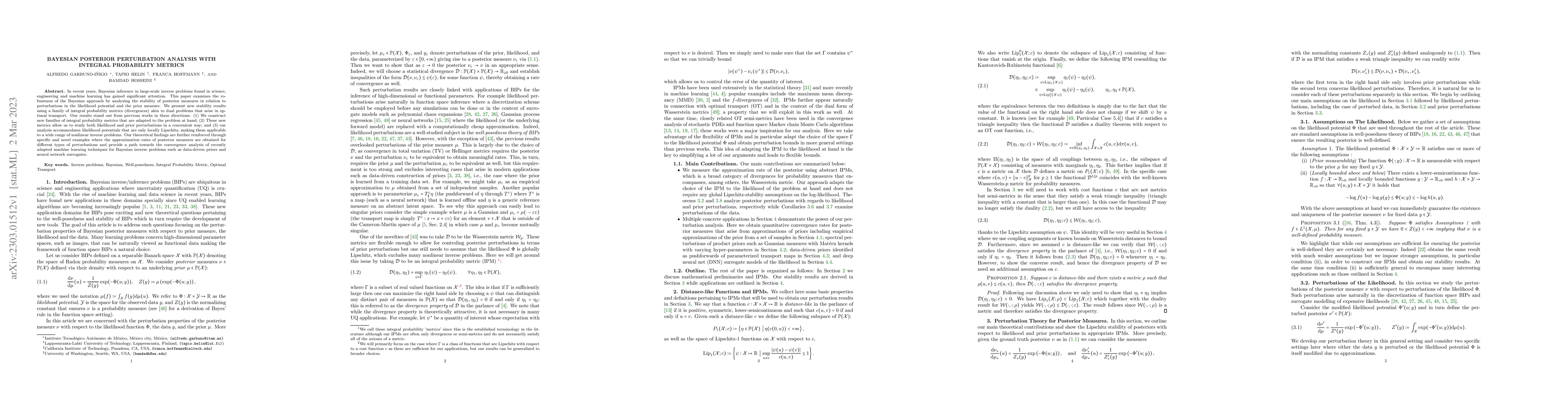 Thumbnail for Bayesian Posterior Perturbation Analysis with Integral Probability
  Metrics