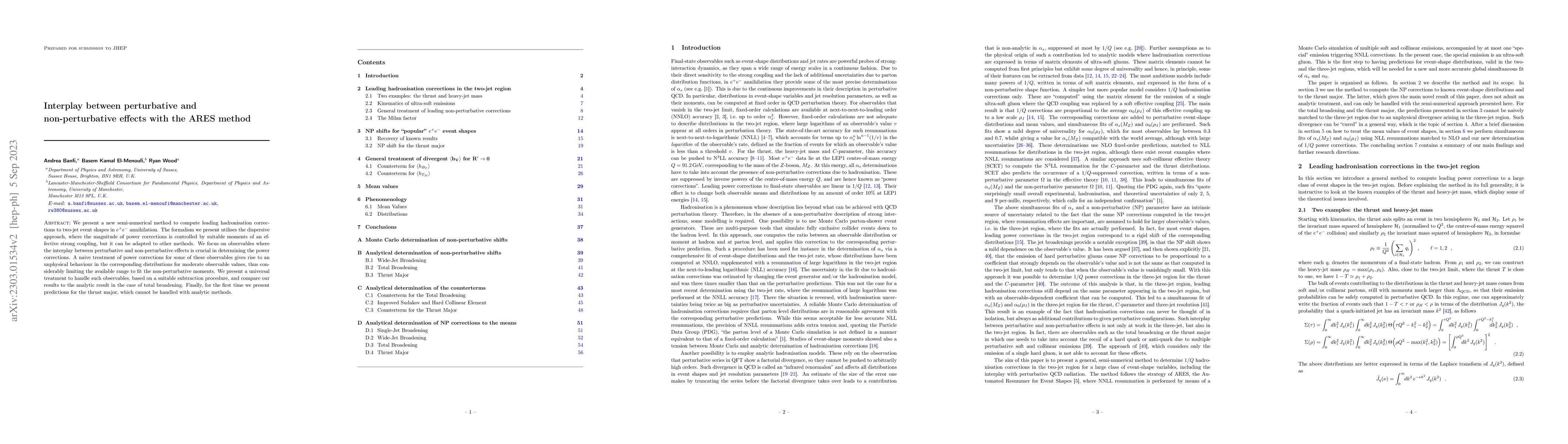 Thumbnail for Interplay between perturbative and non-perturbative effects with the
  ARES method