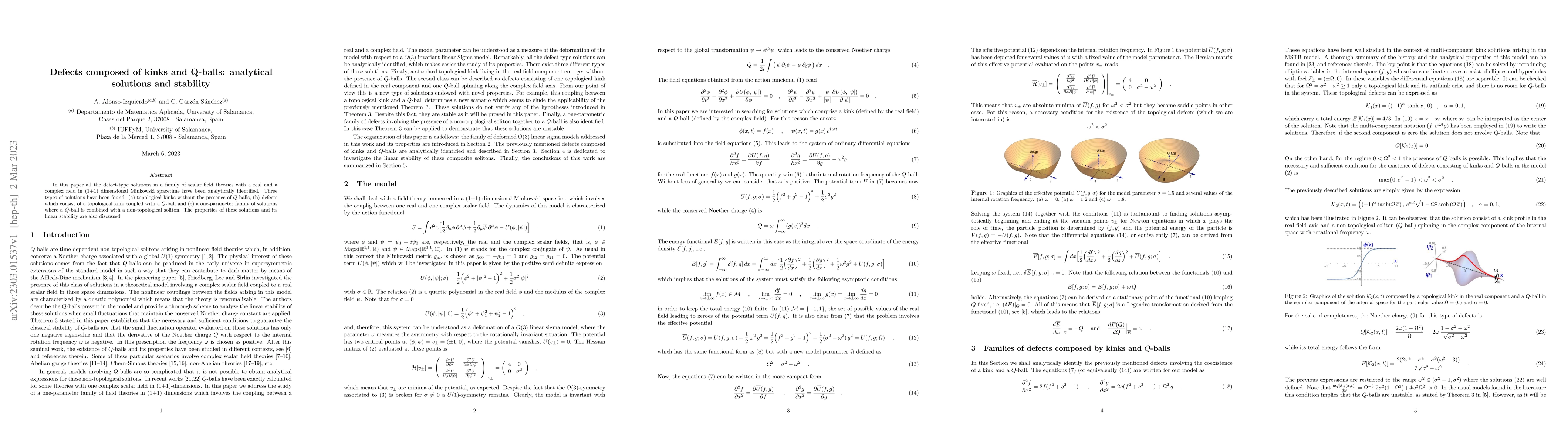 Thumbnail for Defects composed of kinks and Q-balls: analytical solutions and
  stability