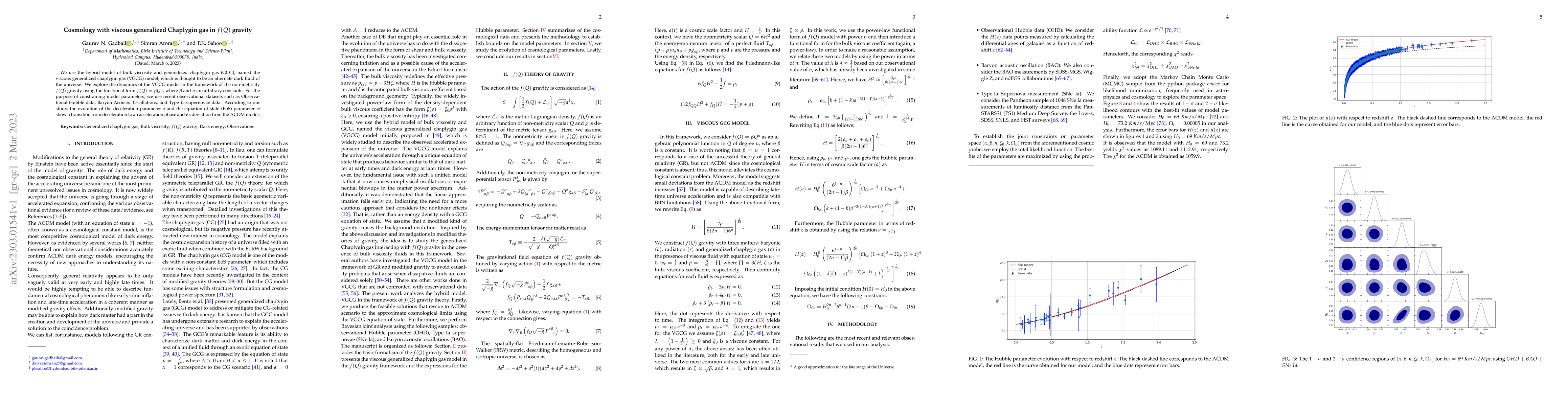 Thumbnail for Cosmology with viscous generalized Chaplygin gas in $f(Q)$ gravity