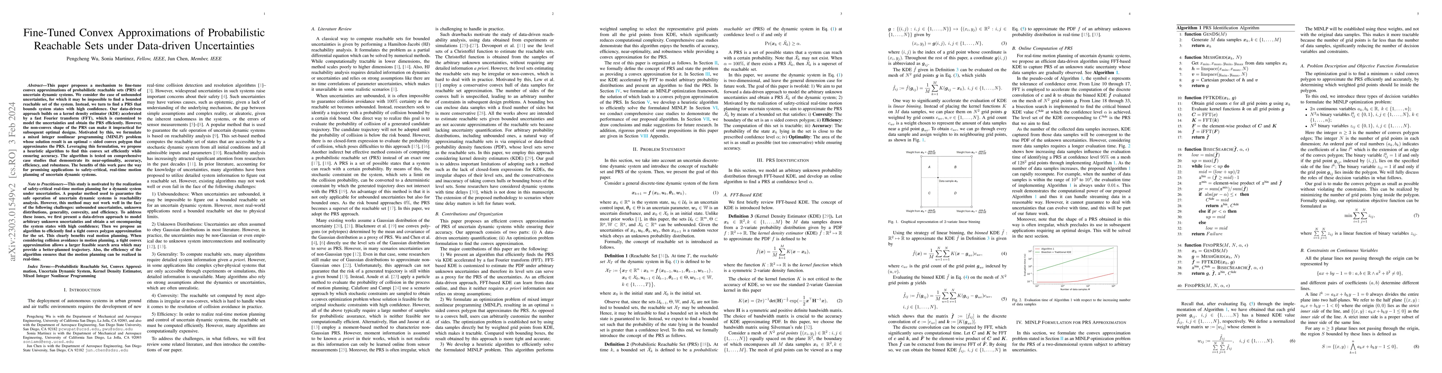 Thumbnail for Fine-Tuned Convex Approximations of Probabilistic Reachable Sets under
  Data-driven Uncertainties