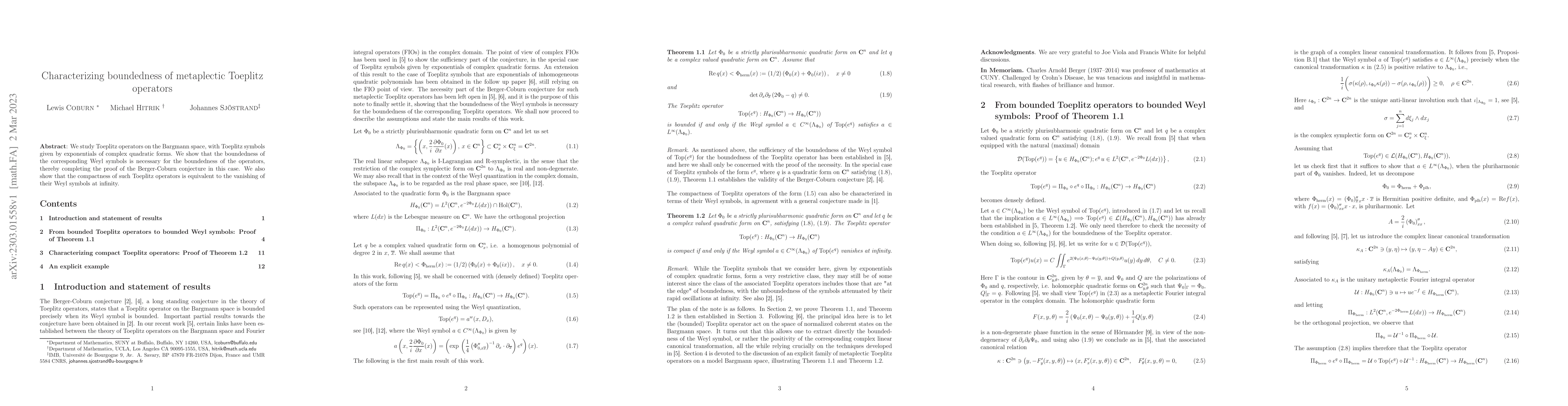 Thumbnail for Characterizing boundedness of metaplectic Toeplitz operators