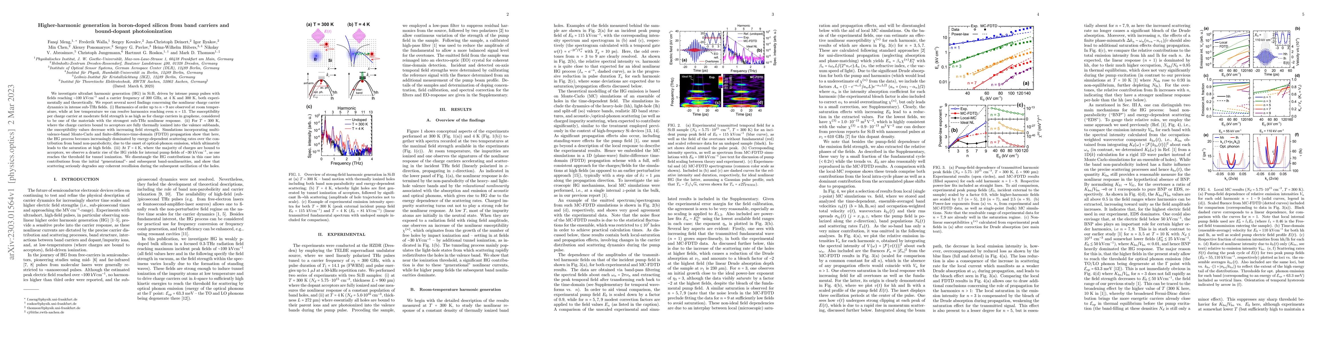Thumbnail for Higher-harmonic generation in boron-doped silicon from band carriers and
  bound-dopant photoionization
