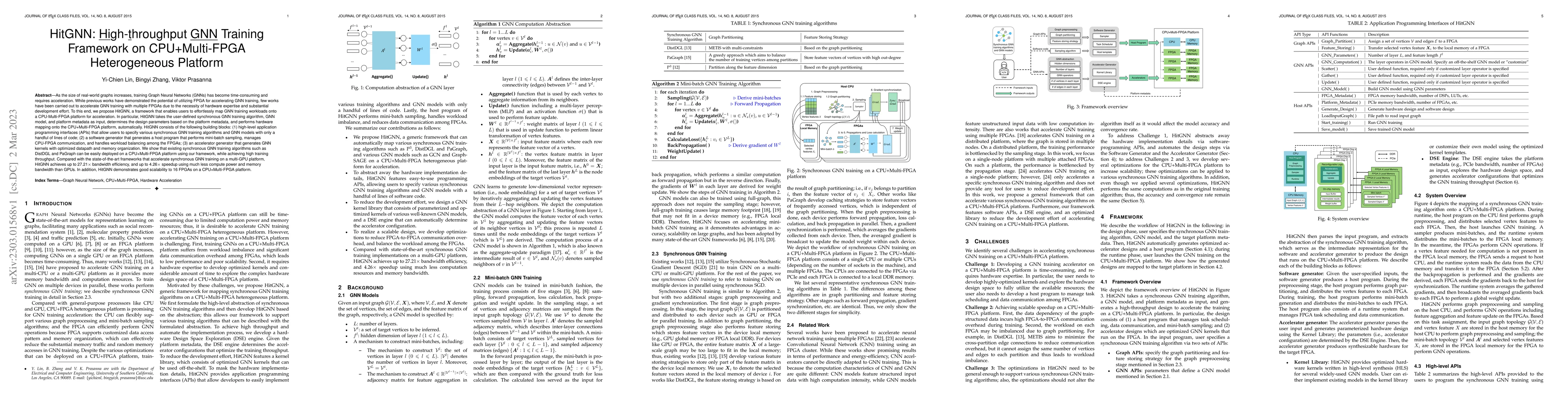 Thumbnail for HitGNN: High-throughput GNN Training Framework on CPU+Multi-FPGA
  Heterogeneous Platform