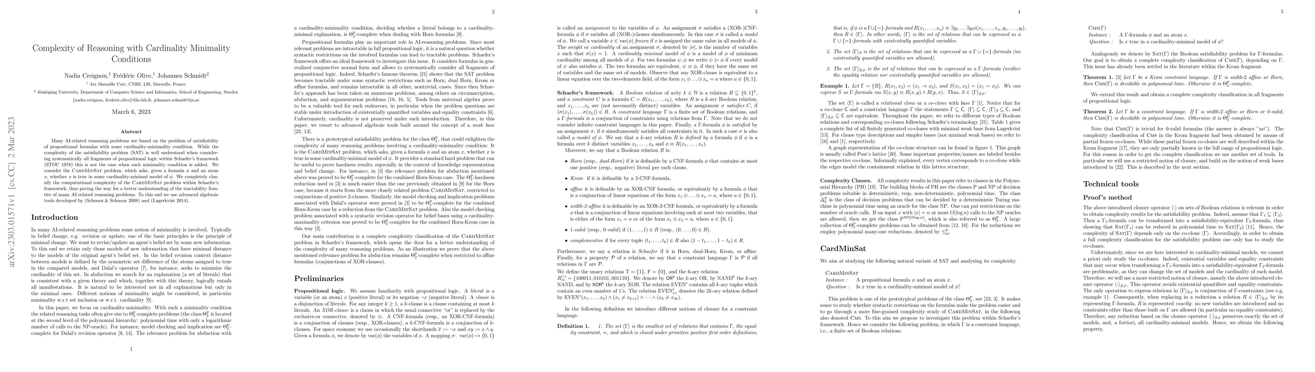 Thumbnail for Complexity of Reasoning with Cardinality Minimality Conditions