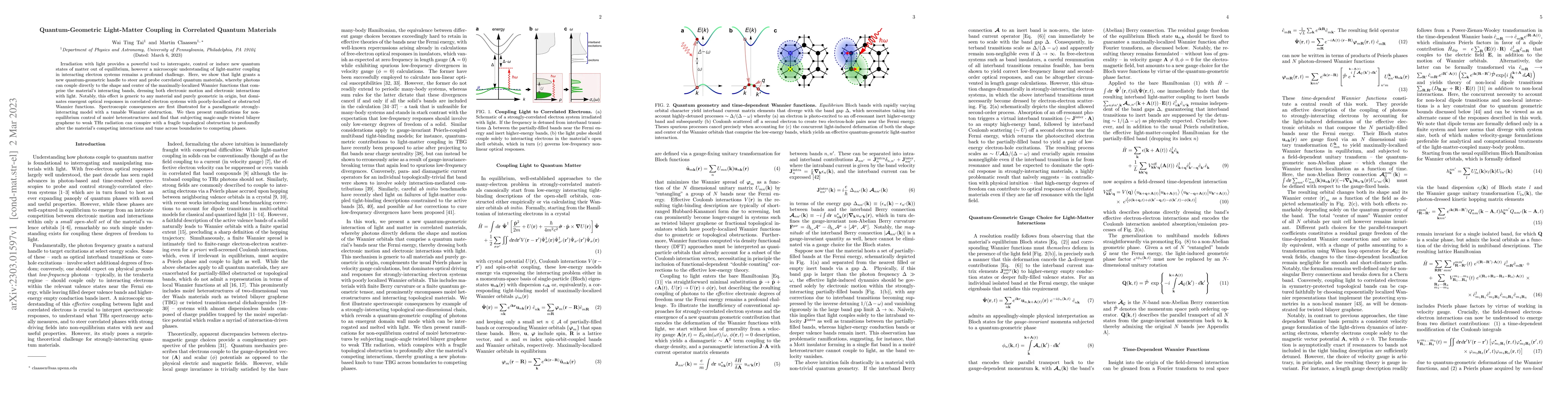 Thumbnail for Quantum-Geometric Light-Matter Coupling in Correlated Quantum Materials
