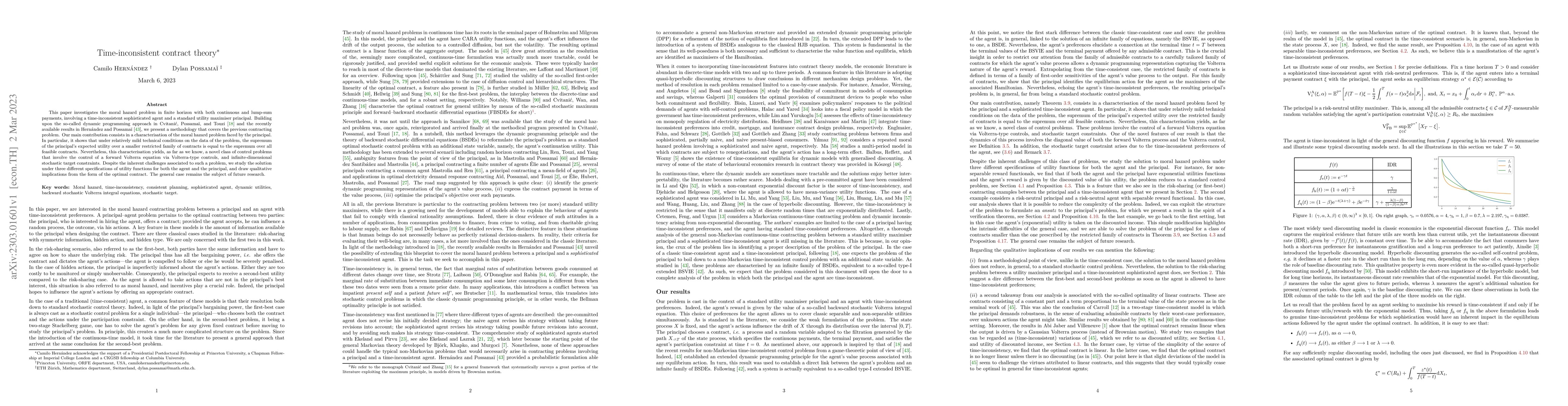 Thumbnail for Time-inconsistent contract theory