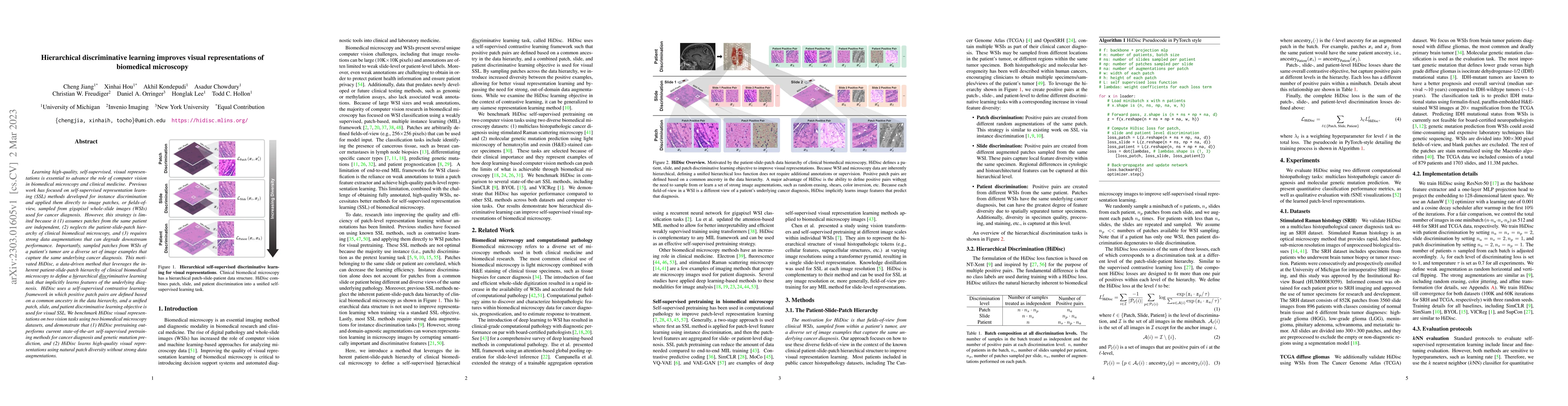 Thumbnail for Hierarchical discriminative learning improves visual representations of
  biomedical microscopy