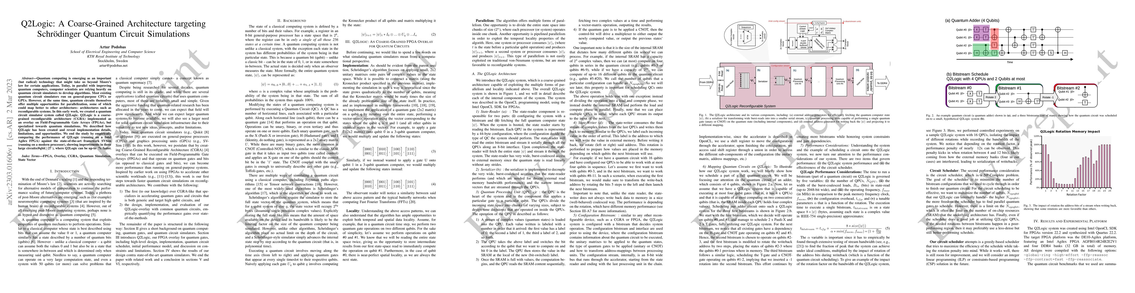 Thumbnail for Q2Logic: An Coarse-Grained Architecture targeting Schr\"odinger Quantum
  Circuit Simulations