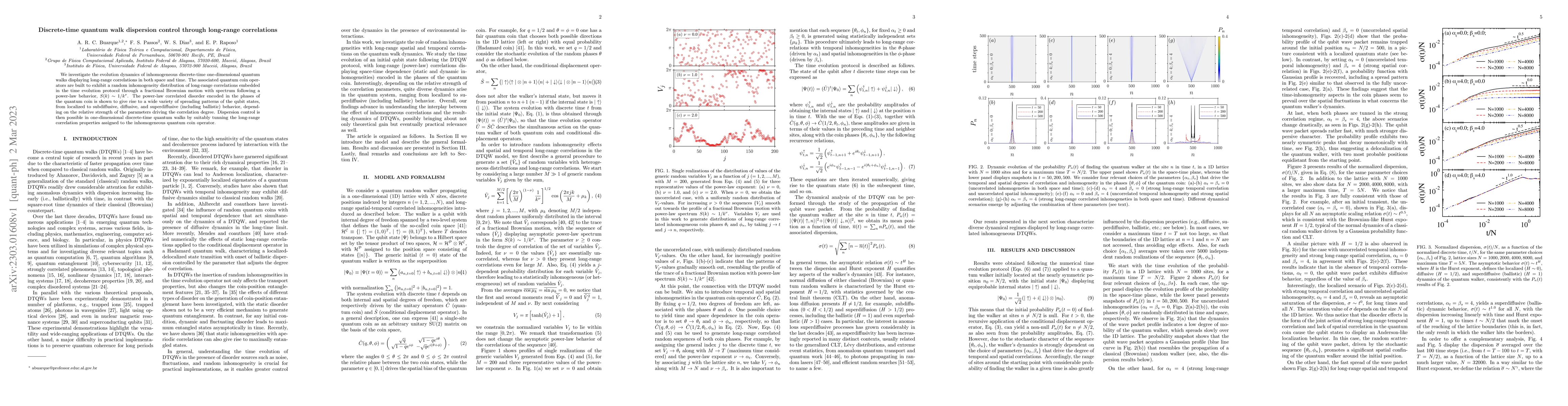 Thumbnail for Discrete-time quantum walk dispersion control through long-range
  correlations