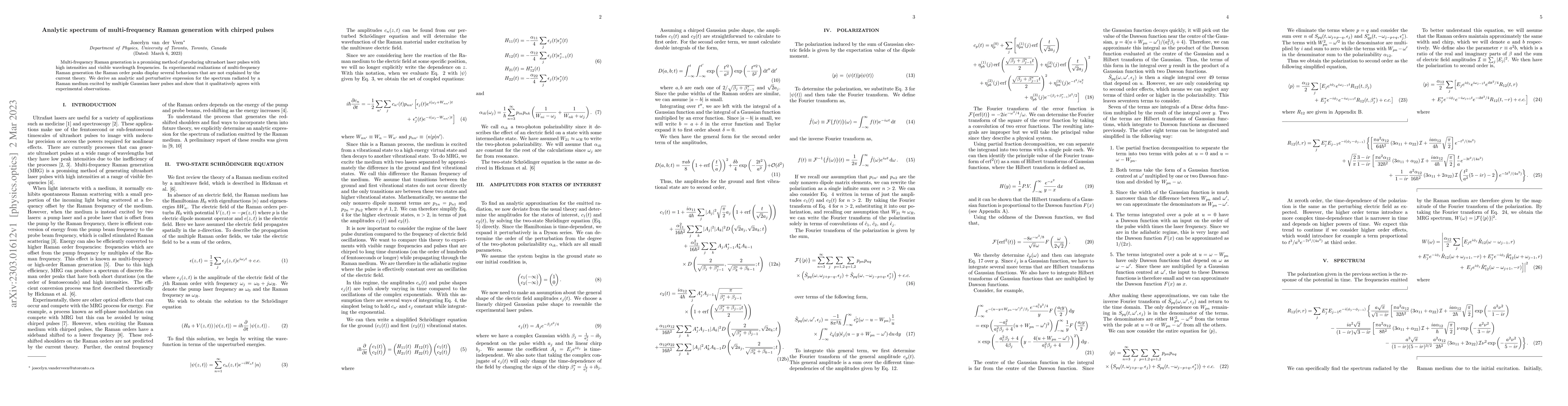 Thumbnail for Analytic spectrum of multi-frequency Raman generation with chirped
  pulses