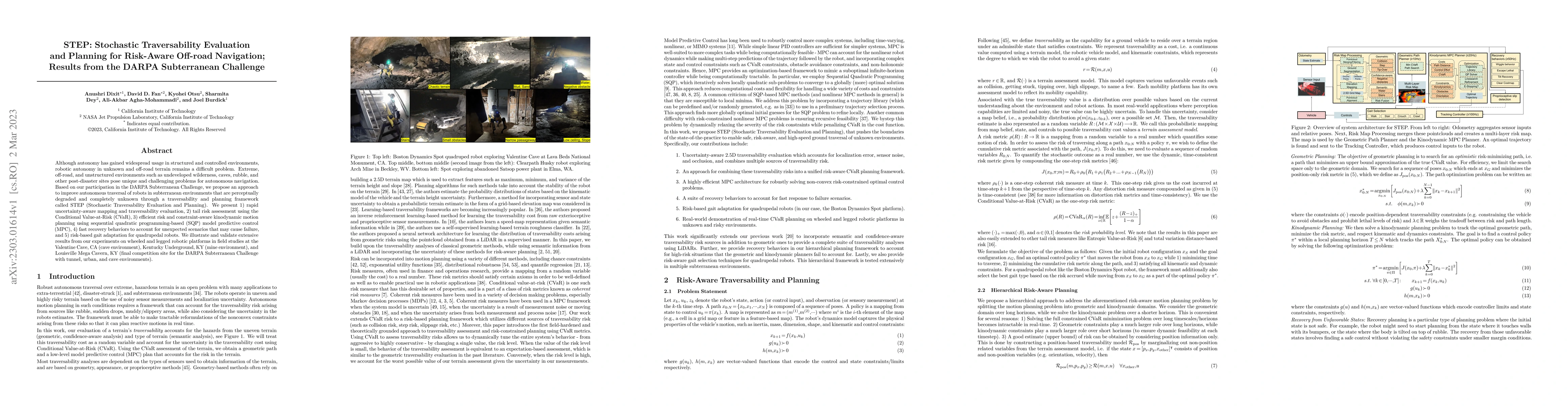 Thumbnail for STEP: Stochastic Traversability Evaluation and Planning for Risk-Aware
  Off-road Navigation; Results from the DARPA Subterranean Challenge