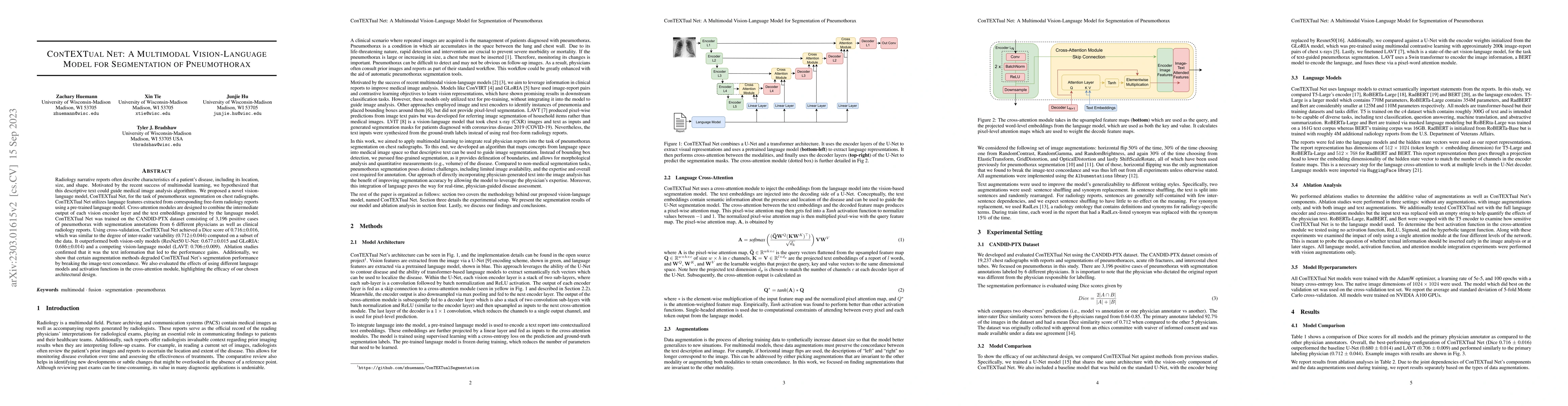 Thumbnail for ConTEXTual Net: A Multimodal Vision-Language Model for Segmentation of
  Pneumothorax