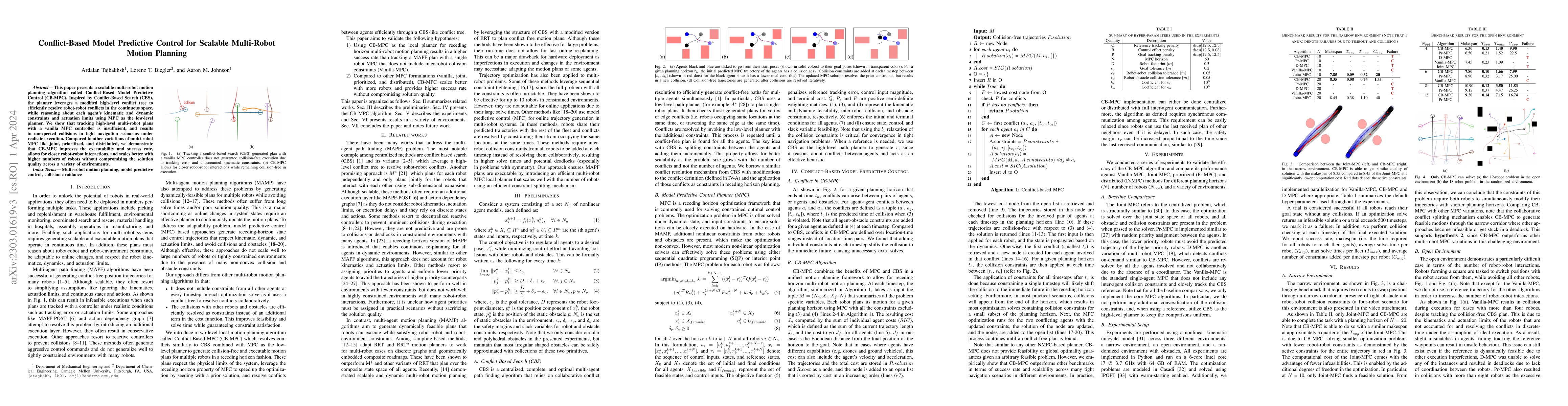 Thumbnail for Conflict-Based Model Predictive Control for Scalable Multi-Robot Motion
  Planning