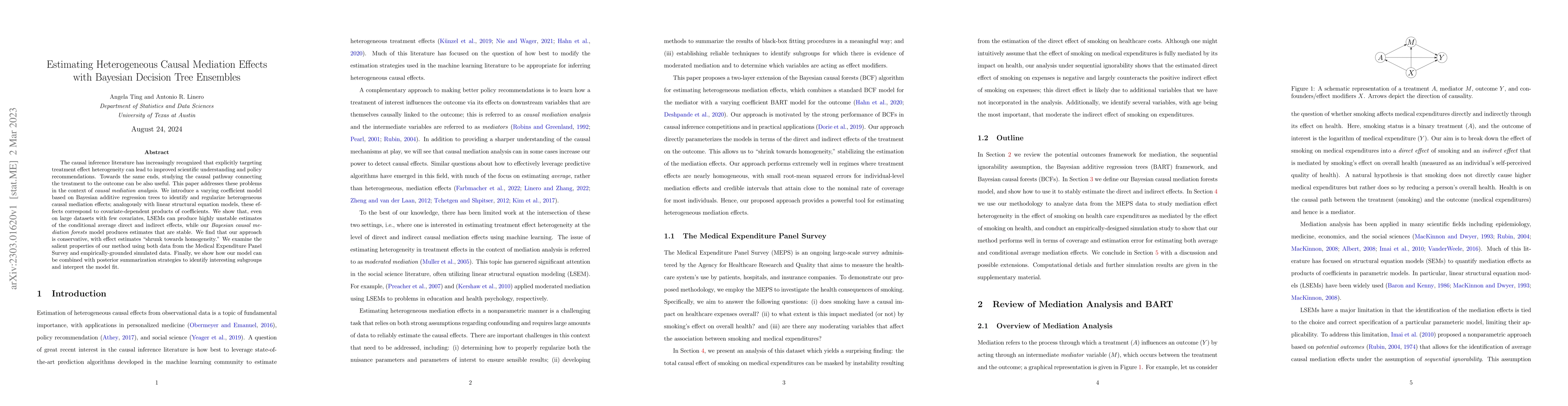 Thumbnail for Estimating Heterogeneous Causal Mediation Effects with Bayesian Decision
  Tree Ensembles
