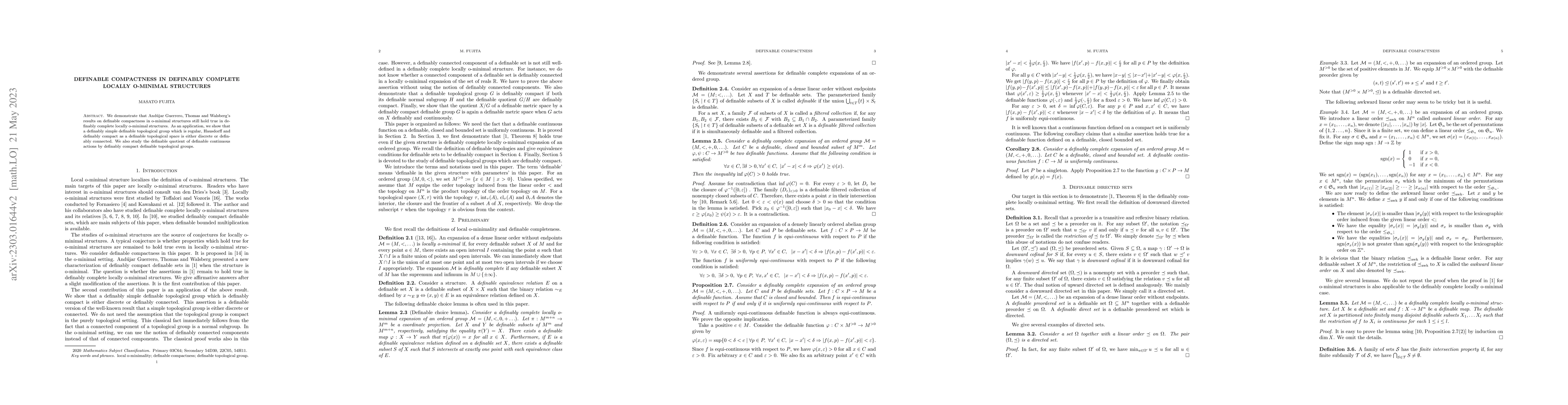 Thumbnail for Definable compactness in definably complete locally o-minimal structures