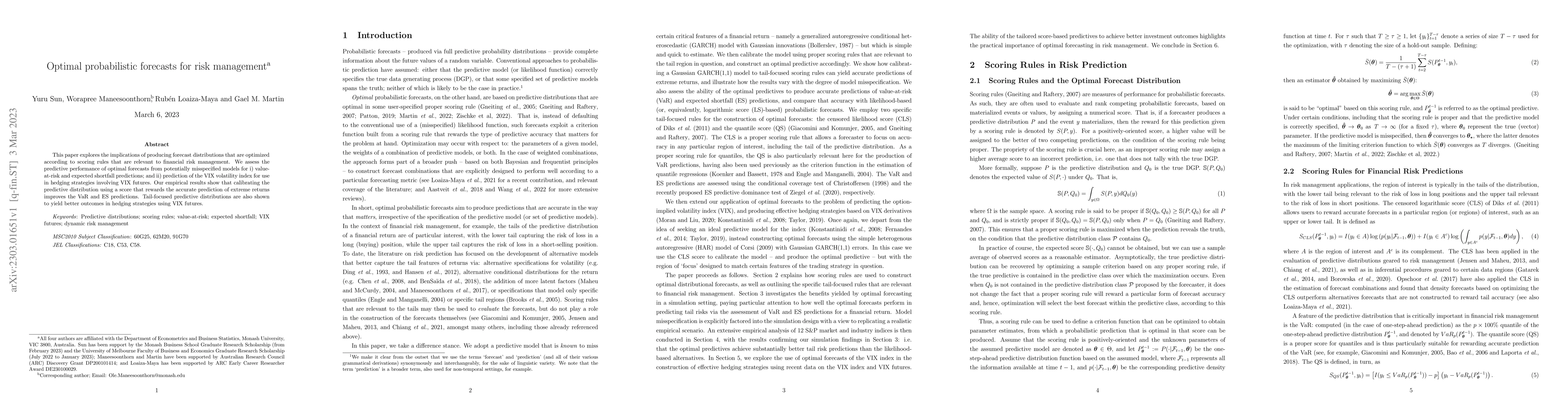 Thumbnail for Optimal probabilistic forecasts for risk management