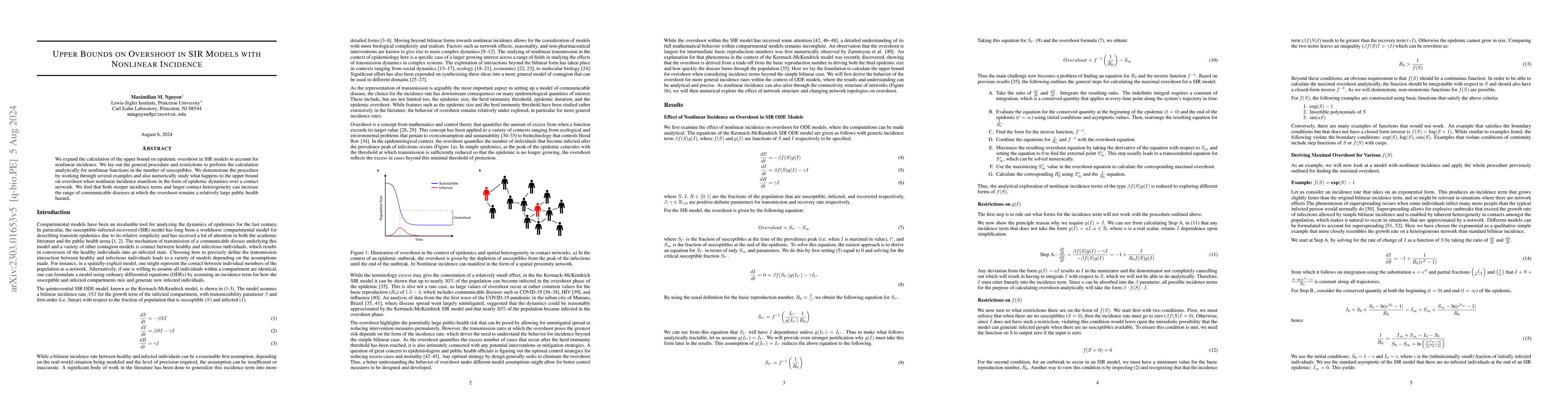 Thumbnail for Upper Bounds on Overshoot in SIR Models with Nonlinear Incidence