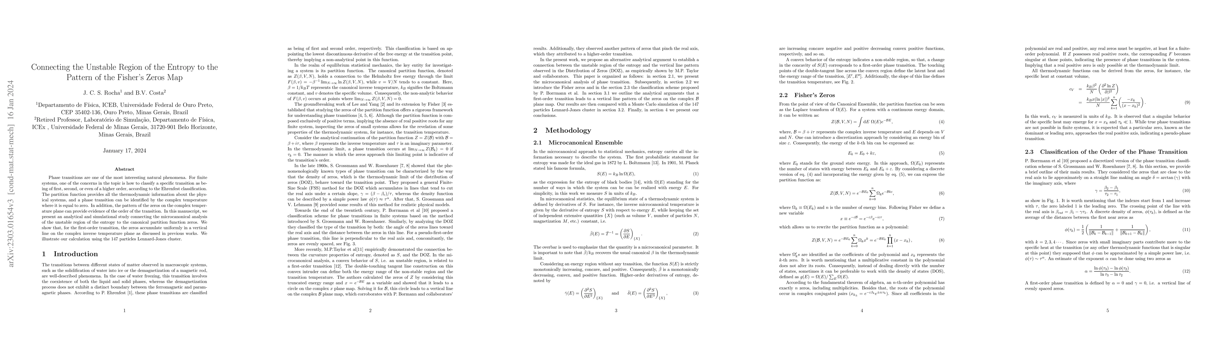 Thumbnail for Connecting the Unstable Region of the Entropy to the Pattern of the
  Fisher's Zeros Map
