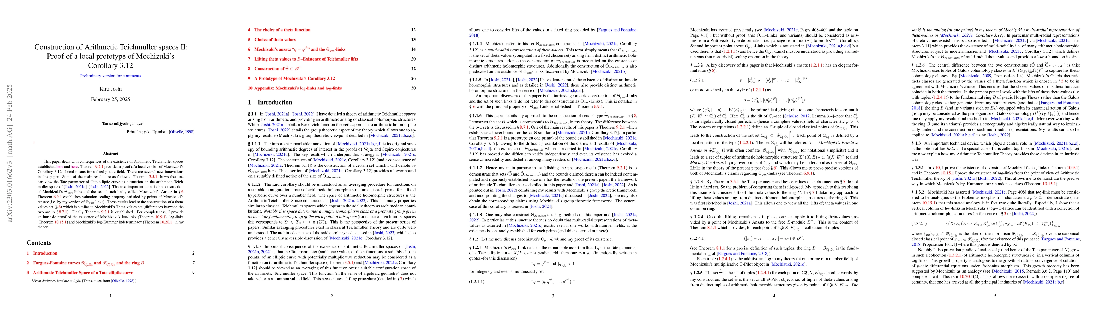 Thumbnail for Construction of Arithmetic Teichmuller spaces II: Proof of a local
  prototype of Mochizuki's Corollary 3.12
