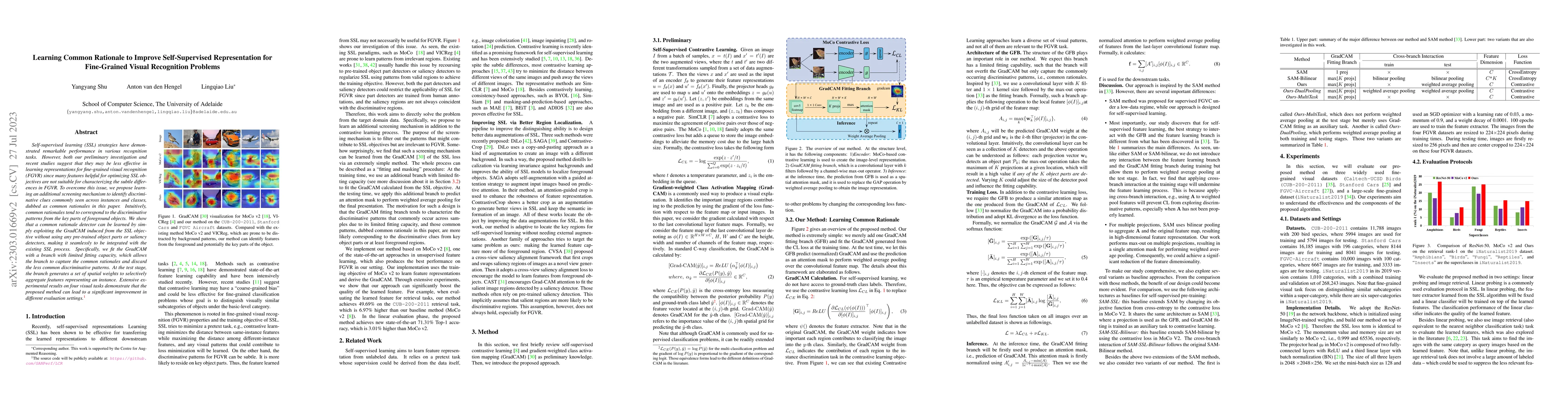 Thumbnail for Learning Common Rationale to Improve Self-Supervised Representation for
  Fine-Grained Visual Recognition Problems