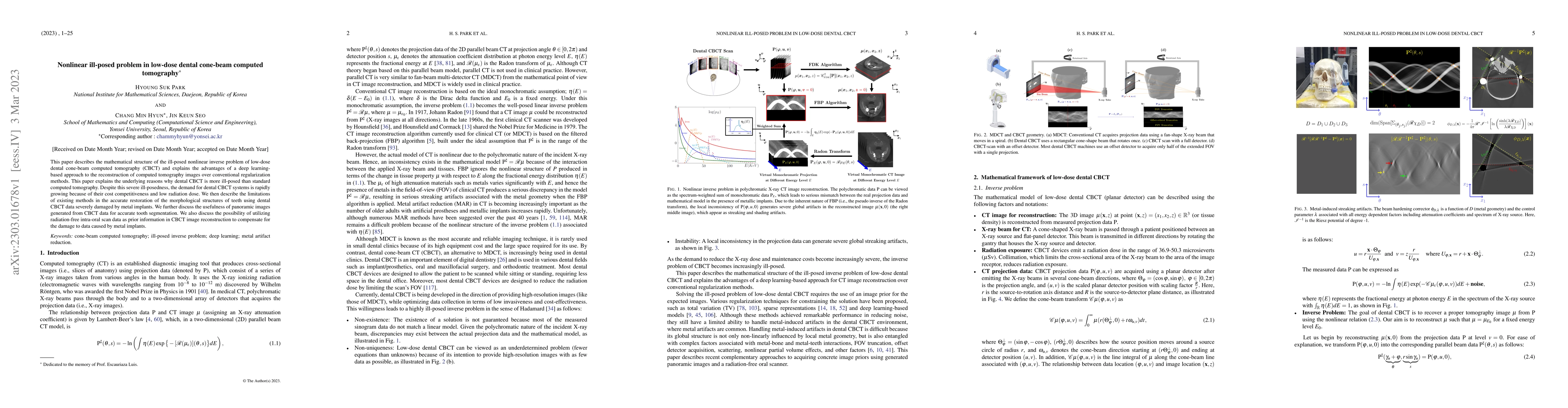 Thumbnail for Nonlinear ill-posed problem in low-dose dental cone-beam computed
  tomography