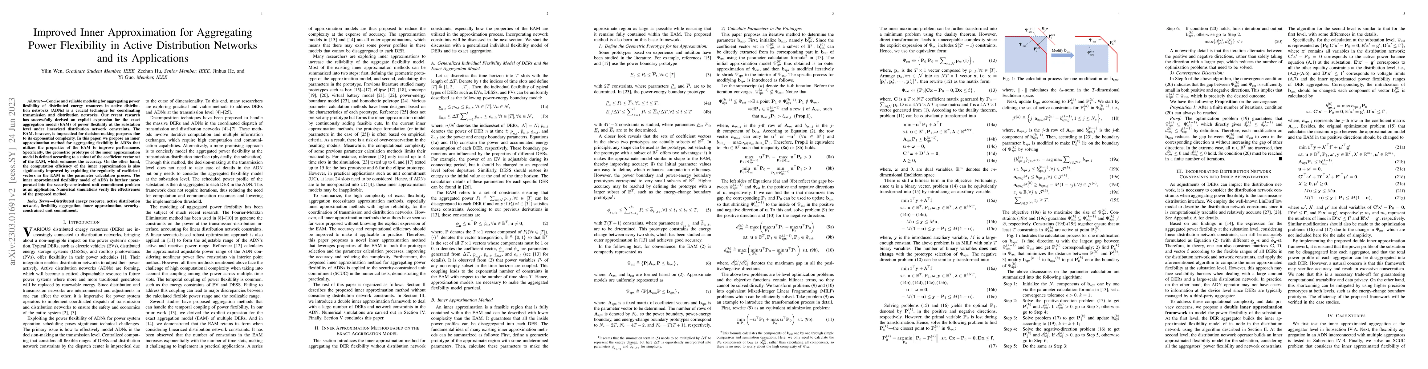 Thumbnail for Improved Inner Approximation for Aggregating Power Flexibility in Active
  Distribution Networks and its Applications