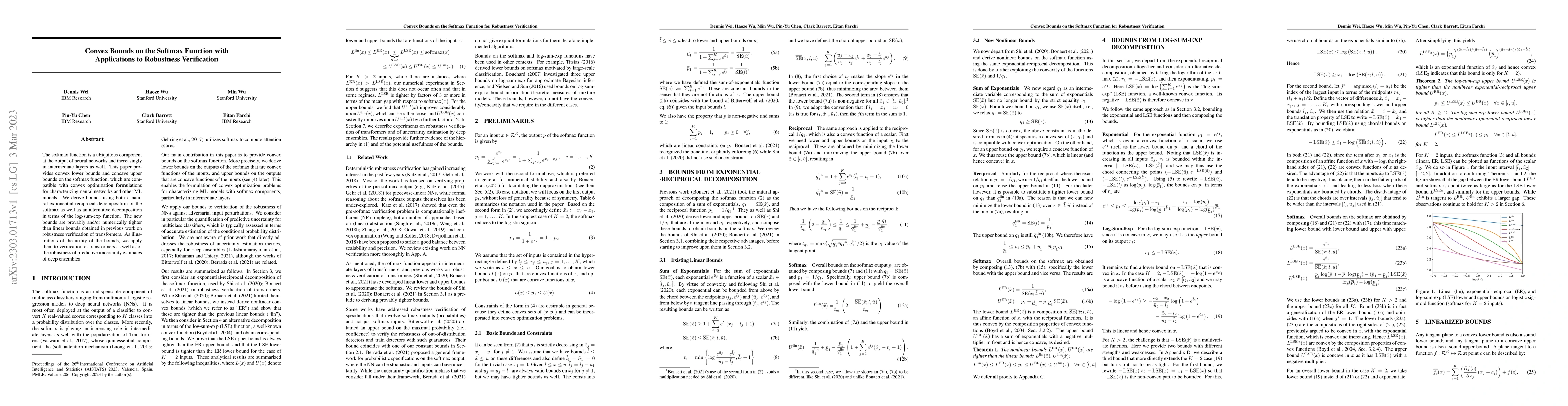 Thumbnail for Convex Bounds on the Softmax Function with Applications to Robustness
  Verification