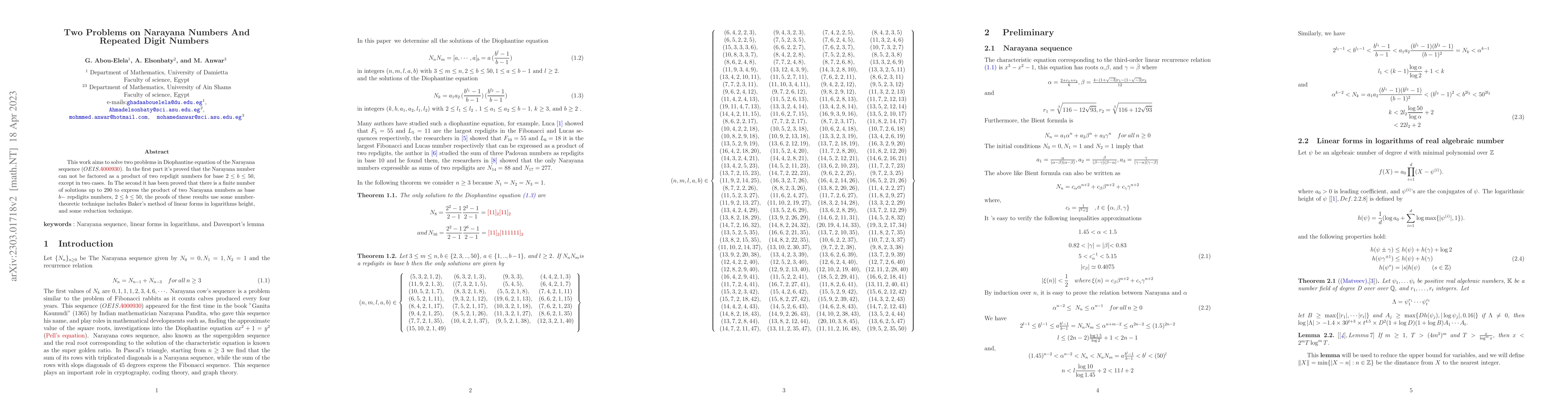 Thumbnail for Two Problems on Narayana Numbers And Repeated Digit Numbers